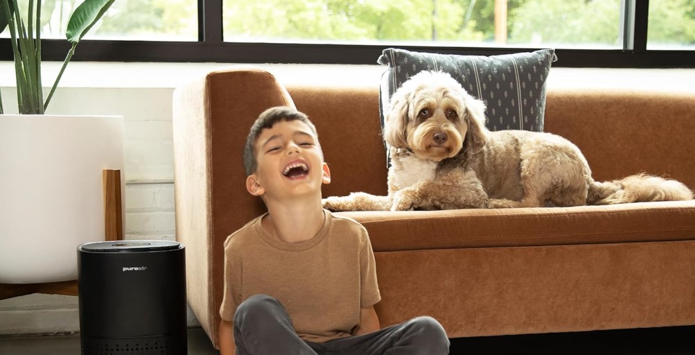Boy, dog & PuroAir240