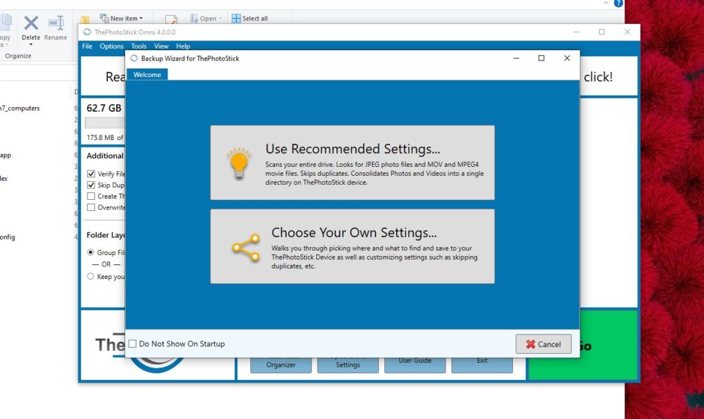 Opening PhotoStick Omni Software