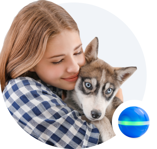 owner hugging husky